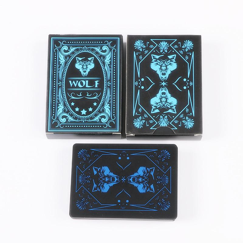 Wolf Dog Black Blue Playing Cards Board Games PVC Child Kids Toys Waterproof Children Toy White Deck Card Game Set Collect Gift
