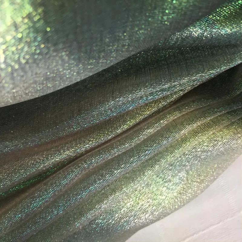 100x150 см блестящая органза вуаль ткань волшебный цвет марля шитье юбка платье фон сценический декор флуоресцентная ткань