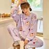 Fashion Long Sleeved Pajama Set, Comfortable Flannel Coral Velvet Pajamas, Korean Version Cute Home Women's Clothing Set