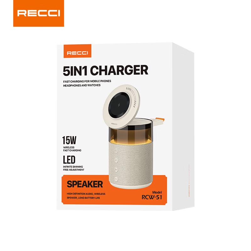 Recci RCW-51 5-in-1 Smart Bluetooth Speaker CN plug (adapter included) (CN version)