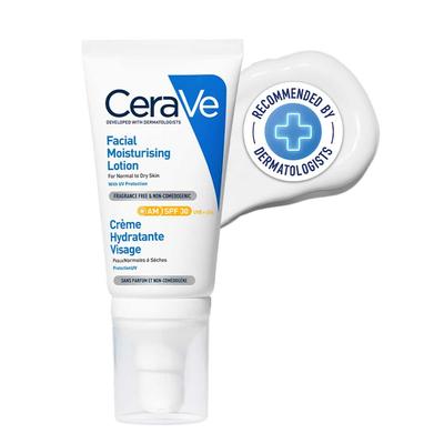 CeraVe Увлажняющий крем для лица AM для нормальной и сухой кожи (52 мл) - Солнцезащитный крем широкого спектра действия SPF 30 | Некомедогенный, без парабенов и отдушек