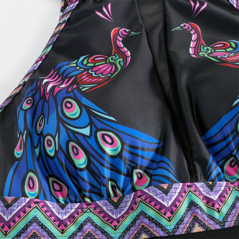 Женский купальный костюм с высокой талией и открытой спиной, пляжный купальник-танкини, цельный купальник без рукавов с принтом, пляжная одежда