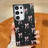 Узор бантом TPU кожа текстура тонкий магнитный чехол для Samsung S25 Ultra S24 FE S23 S22 S21 беспроводная зарядка матовый противоударный мягкий чехол для телефона