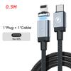 FONKEN Магнитный кабель USB C PD 65 Вт, USB C к типу C, кабель для быстрой зарядки, 27 Вт, тип C к кабелю Lightning для телефонов iPone Samsung, магнитный шнур для передачи данных