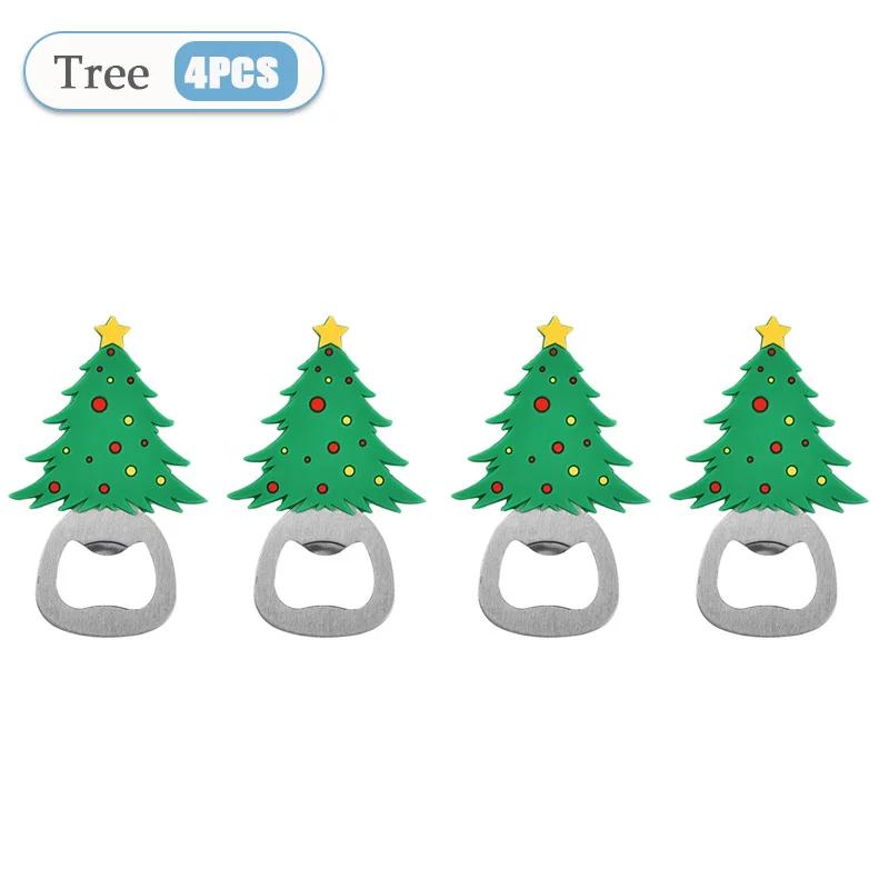 1-10PC Christmas Magnetic Bottle Opener Santa Claus Beer Eagle Silicone Fridge Magnet Kitchen Tool Holiday Gift Party Home Decor