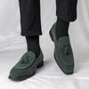 Casual Plus Size Leather Tassel Loafers Branded Men Formal Business Leather Shoes Fashionable Korean Style Pointed Leather Shoes