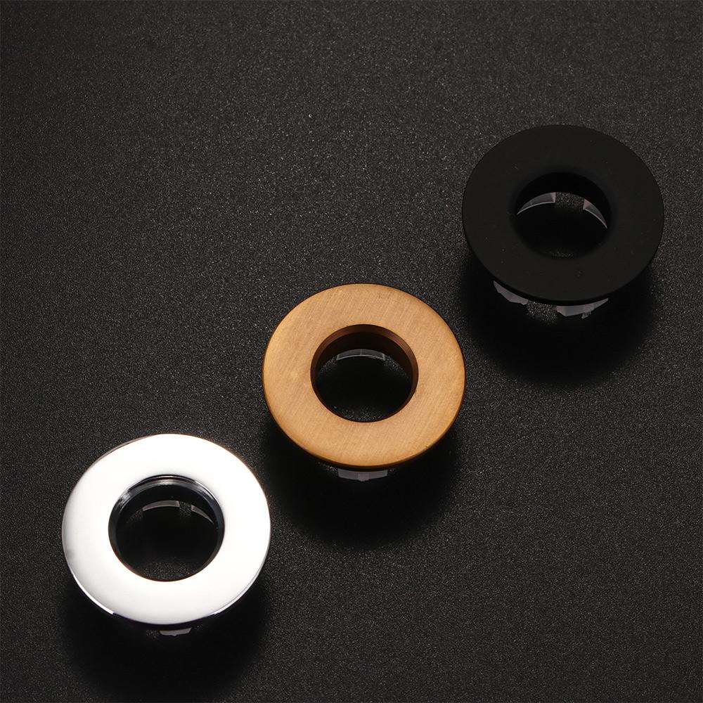 Plastic Sink Basin Faucet Brass Insert Chrome Ring Bathroom Hole Cap Overflow Cover