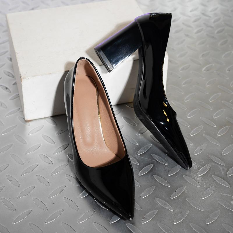 Summer 2026  Sexy Pointed Ladies High Heels Trend Black Patent Leather Women's Shoes Daily Shopping Walking Sandals 35-43