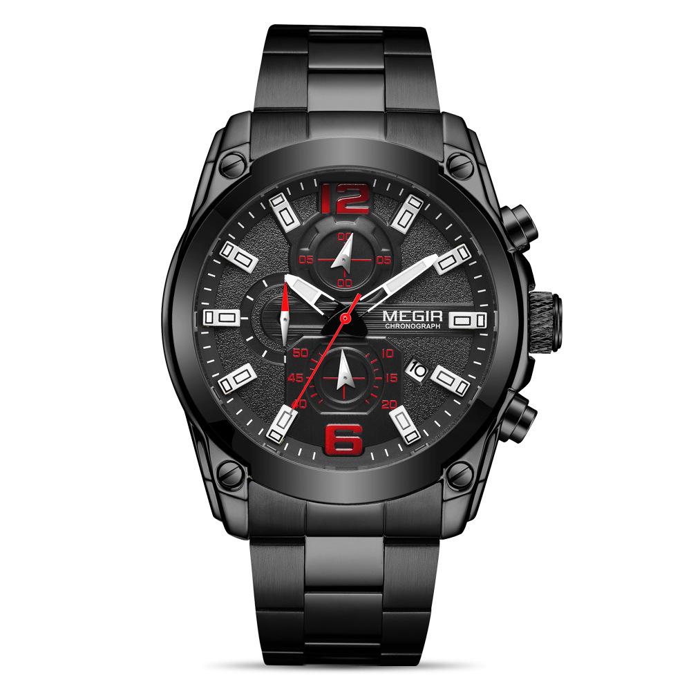 Men'S Watch Business Sports Multifunctional Chronograph Steel Belt Quartz Watch 2063