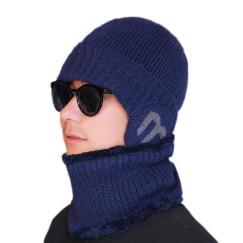 Winter Ear Protection Hat Fleece Thickened Warm Wool Hat Outdoor Scarf Men's Cold-proof Cycling Cold-proof Knitted Hat