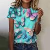 Summer Women's Floral Butterfly 3D Printed T-shirt Casual Oversized T-shirt Short Sleeved Top