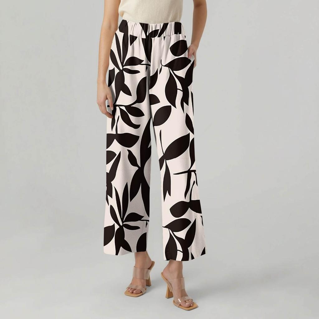 Женские повседневные модные принтованные прямые брюки с карманами