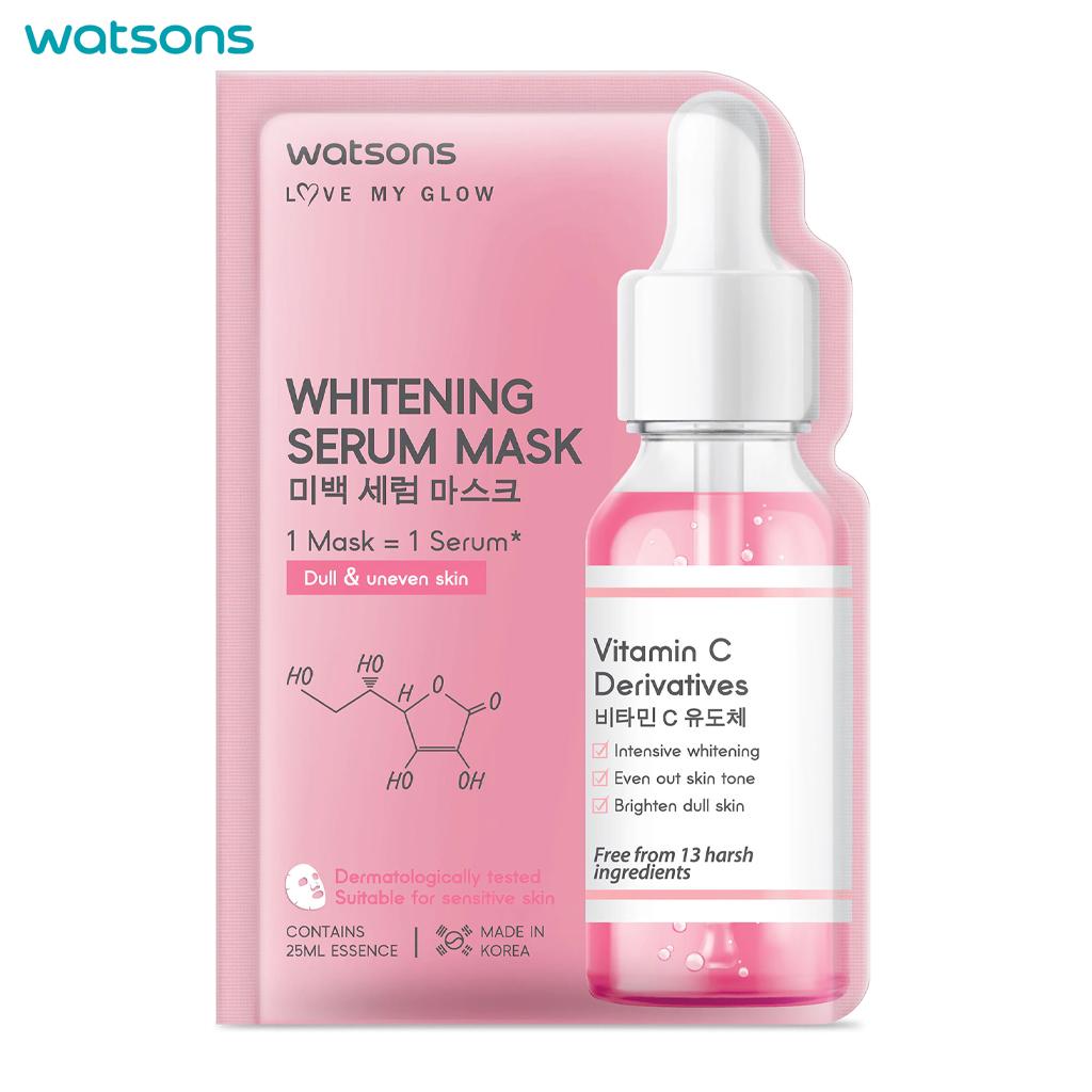 Watsons Love My Glow Whitening Serum Mask, Dull & Uneven Skin, Dermatologically Tested, Suitable for Sensitive Skin, 25 Ml. X 3 Pcs