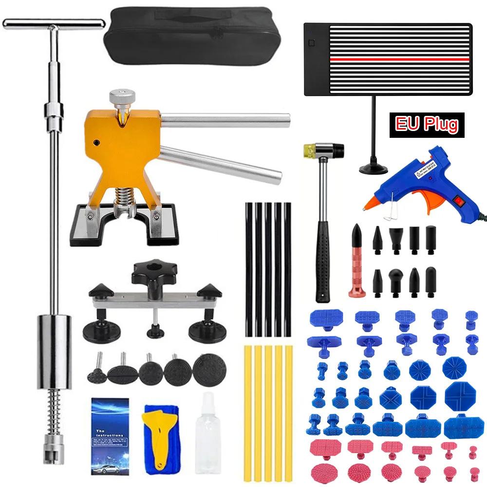 Auto Body Dent Repair Tools Kit Sheet Metal T Dent Puller Slide Hammer Reverse Hammer Glue Car Paintless Suction Cup Removal Set