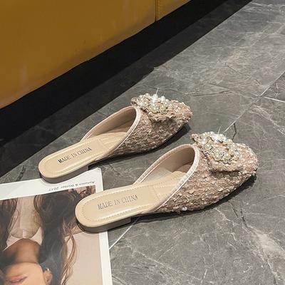 Модные туфли на плоской подошве с летними современными тапочками с металлическим декором, однотонные женские туфли на распродаже 2024 года, модные женские тапочки для улицы