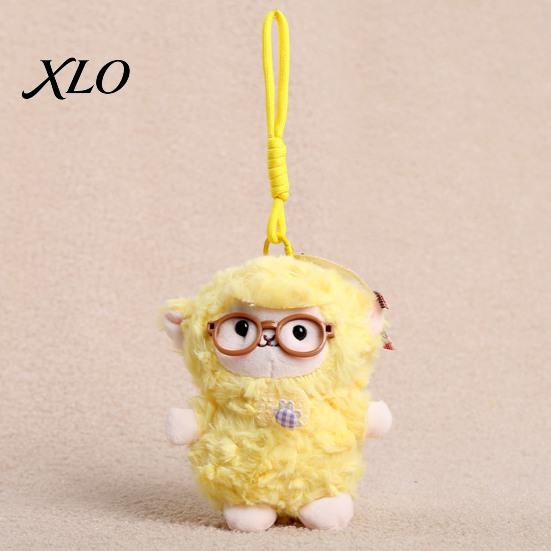 Fashionable Purse Charm Plush Sheep Doll Pendant for Bags And Keys, Soft Curly Stuffed Animal Keychain Fluffy Backpacks with Bow Glasses Accessories,