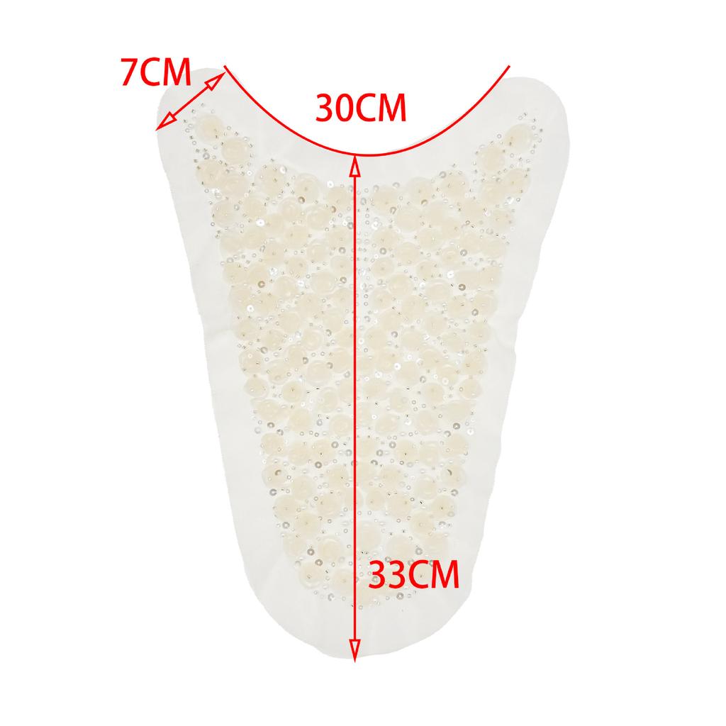 European Retro Apricot Mesh Wearing Beads Three-Dimensional Flower Round Neck False Collar Women'S Clothes Front Collar Lace Accessories