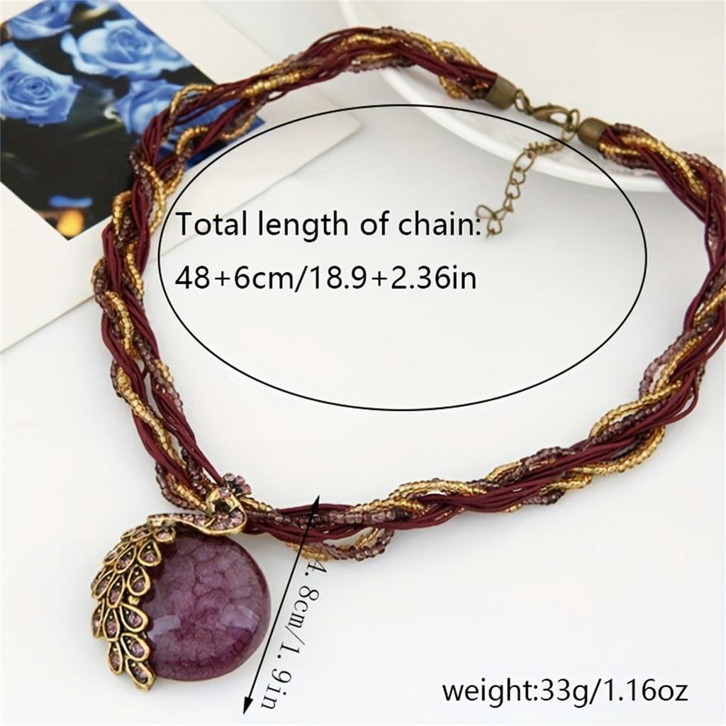Ожерелье с подвеской в ​​стиле ретро в богемном стиле, инкрустированное искусственными кристаллами и стразами, модное ожерелье для женщин, идеальный аксессуар для повседневного ношения