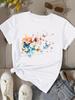 (Азиатский размер) цветочная любовь тренд 90-х Женская одежда Футболка Женский топ Мода Женская футболка с коротким рукавом с графическим принтом