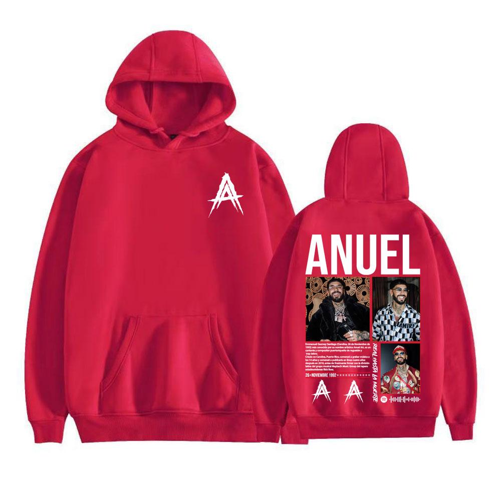 Худи Anuel AA Real Hasta La Muerte 2025 Мировой Тур Мужская Одежда Харадзюку Хип-Хоп Толстовки Повседневные Высококачественные Пуловеры