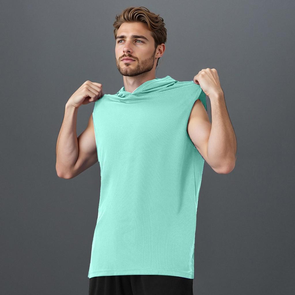 Мужская майка, плотный жилет с капюшоном, повседневная футболка без рукавов