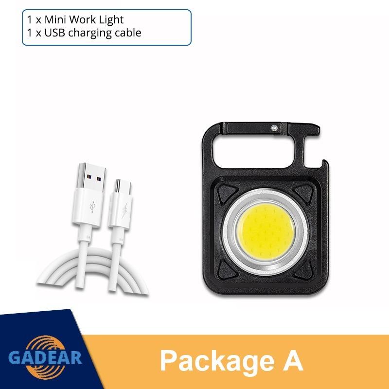 Мини-светодиодный фонарик USB перезаряжаемый светодиодный фонарь 4 режима Брелок Рабочий фонарь Маленький карманный фонарь Штопор Аварийные рабочие фонари