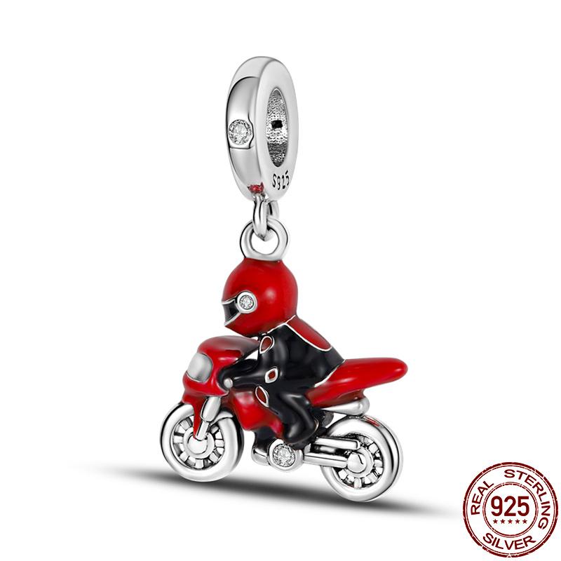 Новый оригинальный S925 стерлингового серебра шарм подвеска мотоцикл радуга сглаза гантели браслеты женщины DIY ювелирные изделия подарок