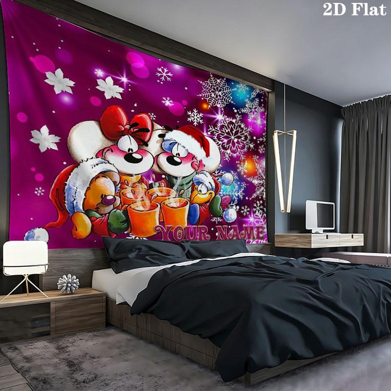 Diddl Custom Name Wall Tapestry Aesthetic Wall Hanging Printed Fabric Blanket Decorative Tapestries for Bedroom Living Room Home Decor