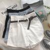 Классическая и минималистская мода, универсальные, ультра-высокая талия, закатанные, женские летние, тонкие, широкие джинсовые шорты A Word, индивидуальность и модность