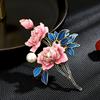 Ladies' Light Luxury Design Elegant Enamel Imitation Pearl Peony Flower Brooch Fashionable Versatile Niche Design Brooch