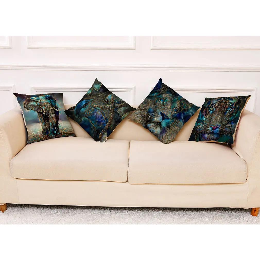 Чехол на подушку с изображением диких животных Hoga Decorative Pillow Funda Cojines 45x45 Housse De Coussin Nordic Throw Pillow Cover for Sofa Car