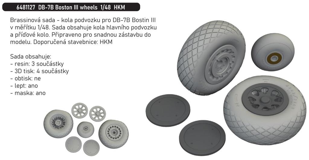 Eduard 1/48 DB-7B Boston III Gravity Deformation Wheels (for HK Models) Plastic Model Parts EDU6481127 (Airplane)