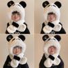 Panda Children's Hat Scarf All-in-one Winter Cute Super Cute Plush Panda Scarf Baby Earmuffs Hat