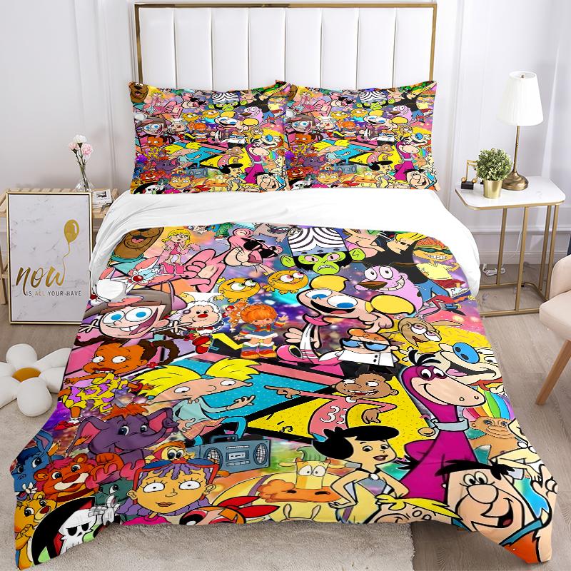 3Pcs Cartoon Characters Collage Bedding Sets For All Sizes New 3D Printed Bed Cover Comforter Duvet Cover Pillowcase Bedroom Decoration