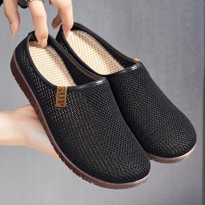Женская обувь лето новая сетка голова полушлепки на одном педале дышащие тапочки носить мягкая подошва удобная повседневная обувь
