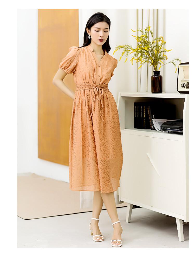 Summer waist slimming dress with elegant temperament, women's mid length skirt