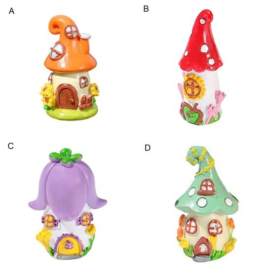 Красивая маленькая гладкая мини-статуэтка домика, сказочный мир, грибной домик, украшение для стола, миниатюрные садовые аксессуары