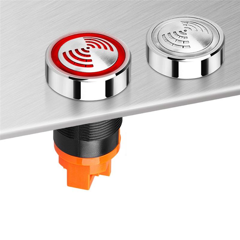 B97A-22Mm Red Flashing High Decibel Waterproof IP65 Buzzer Brass Chrome Plating LED Buzzer Intermittent Flash