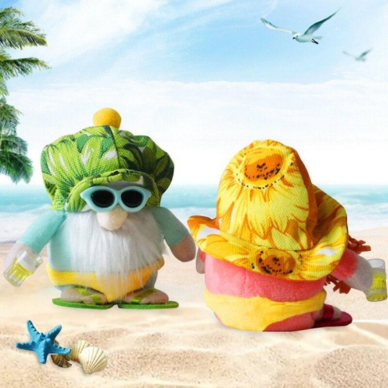 Пляжный гном, сшитая вручную мягкая плюшевая безликая кукла, настольное украшение