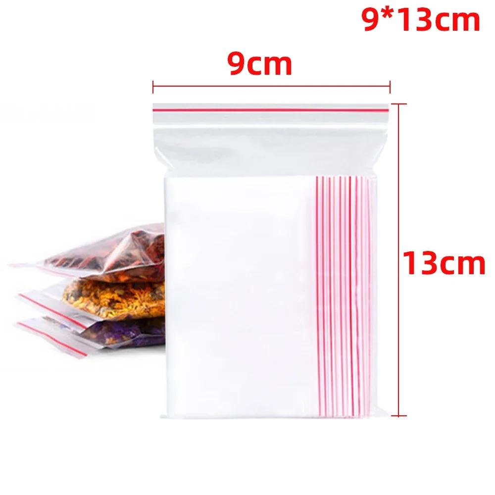 200/100Pcs Thicken Zipper Sealed Bags Clear Plastic Storage Bag for Small Jewelry Food Packing Reclosable Zippers Sealing Pouch