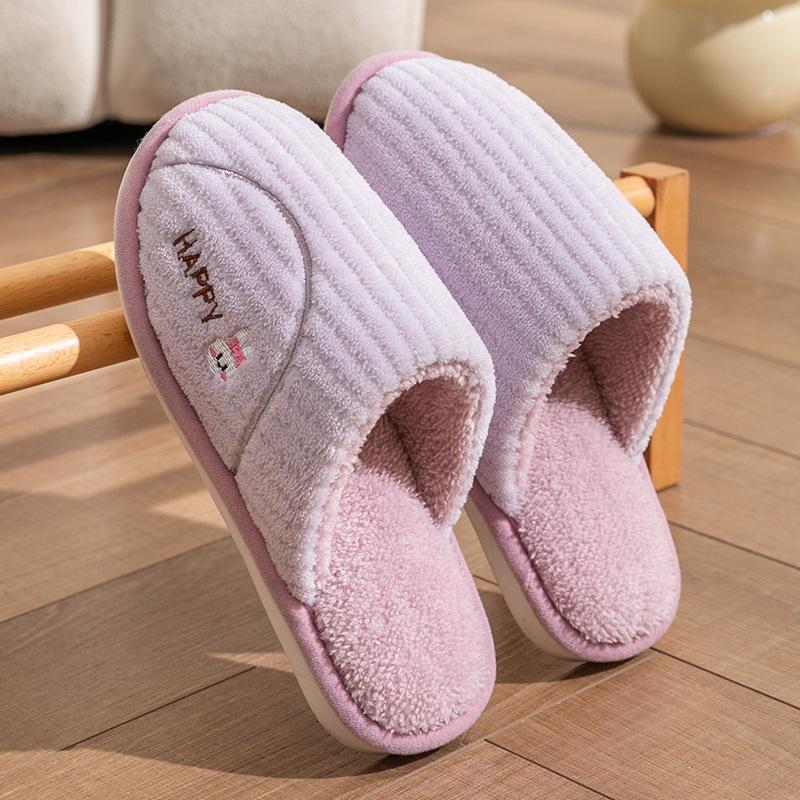 Cotton Slippers Women's Winter Home Use Spring and Autumn Indoor Warm Non-slip Home Winter Couple Plush Men