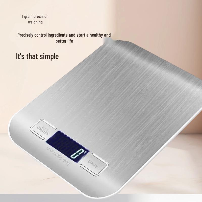 Stainless Steel Electronic Kitchen Scale, 10kg Capacity, Precise Gram Weight for Food and Baking.