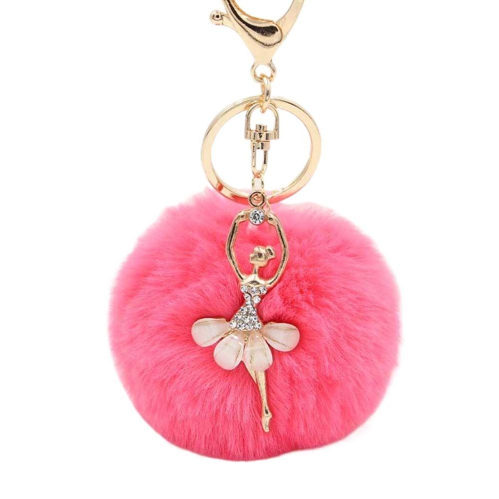 Key Ring Ballet Angel Girl keychain Little Angel Car keychain Fake Fur Key Chain Fur Ball Keyring