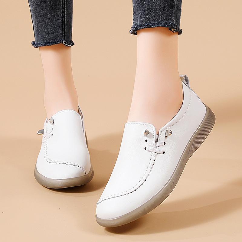 Fashion Shoes for Women Moccasins Flats Woman Loafers Genuine Leather Female Shoes Slip On Ballet Nurse Women's Shoes Plus Size 2025