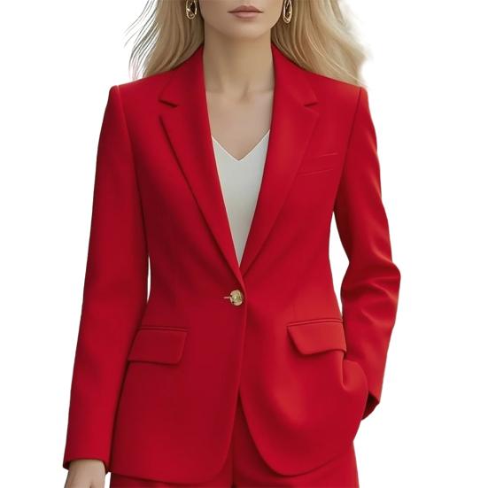 Осенний текстурный костюмный пиджак с лацканами, длинными рукавами и одной пуговицей, пиджак с накладными карманами, однотонная деловая верхняя одежда