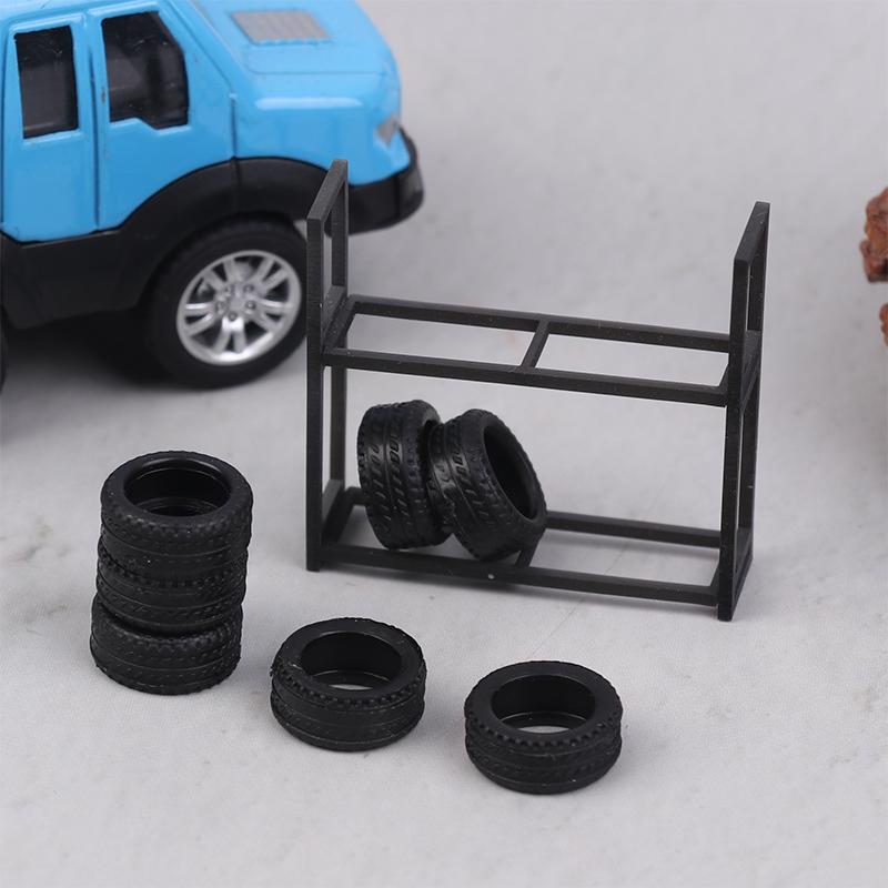 1:Стойка-держатель для шин масштаба 1:64 и 7 шин, Аксессуар для сцены гаража модели автомобиля, Набор инструментов для ремонтной мастерской, Миниатюрный реквизит