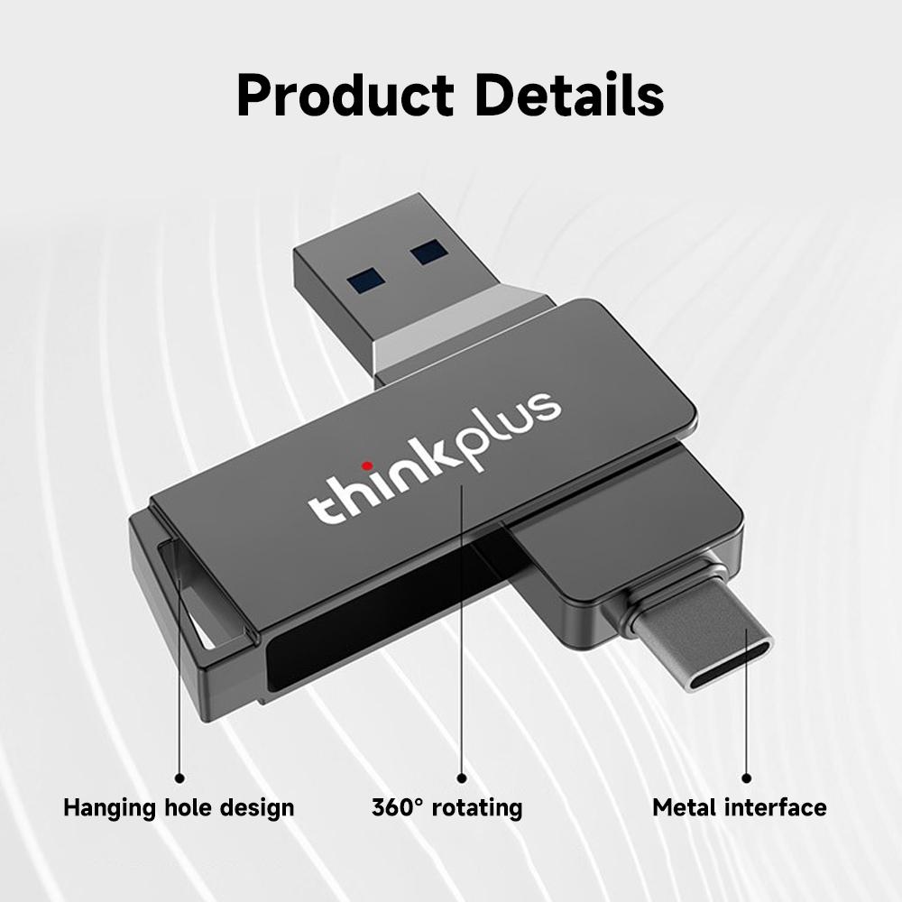 Lenovo MU251 256 ГБ 128 ГБ 64 ГБ 32 ГБ USB3.2+Type-C двухпортовый U-диск вращающийся металлический USB-флеш-накопитель высокоскоростная передача U-диск