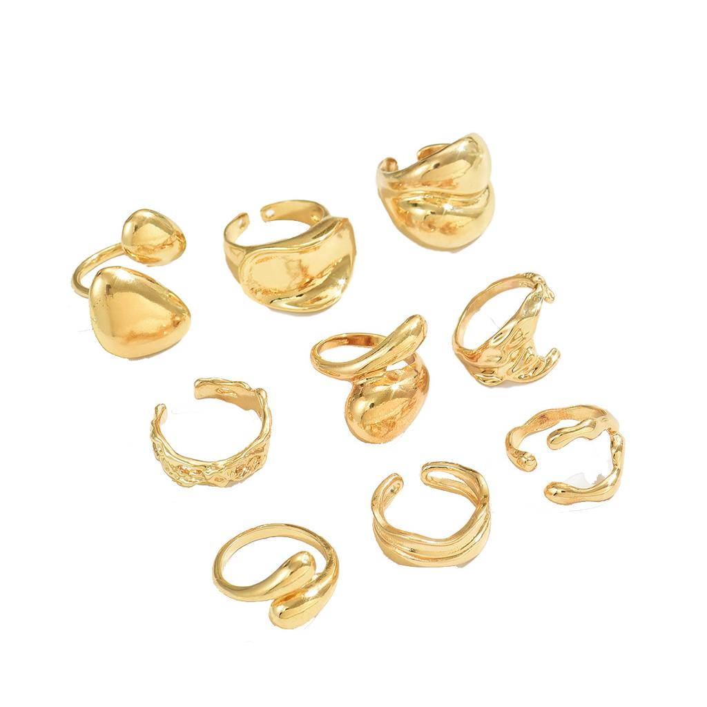 Accessories, Personalized Geometric Metal Wind 18k Electroplating Ring Set Versatile Premium Ladies Ring