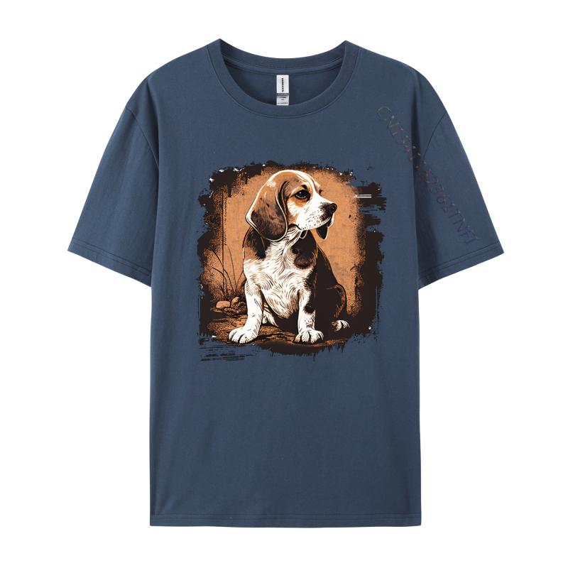 Beagle Dog Vintage T-shirt For Party Funny Tee T-Shirt Tops & Tees Designer Cotton Teeshirt Casual