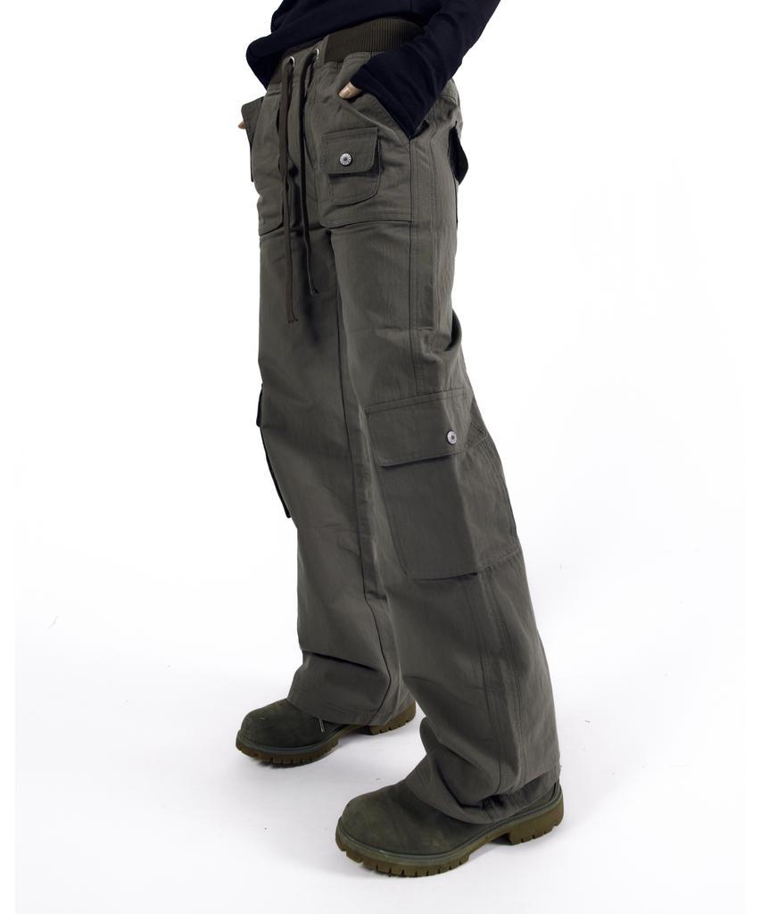 AAKAM Flare Cargo Pocket Pants (Khaki)